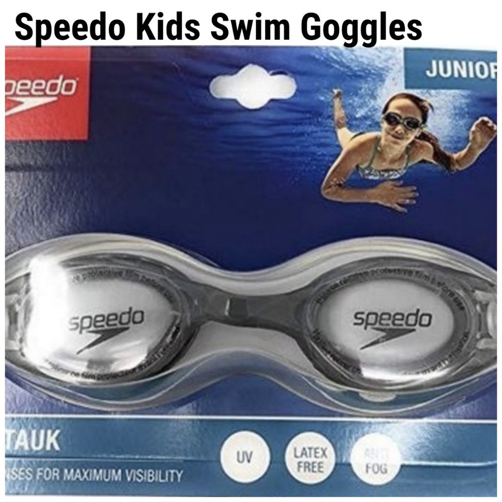 NEW Kids Speedo Goggles Lenses Junior Montauk Swim Swimming Black
